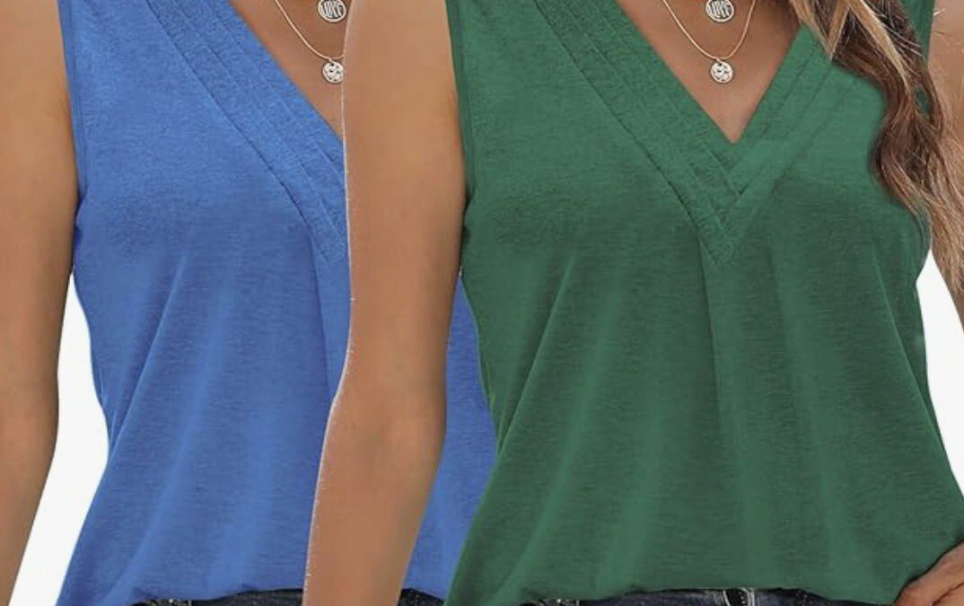 2 Pack V-Neck Tank Tops – Under $10 shipped for both! Sizes Small – XXLarge and Lots of Color Combos!